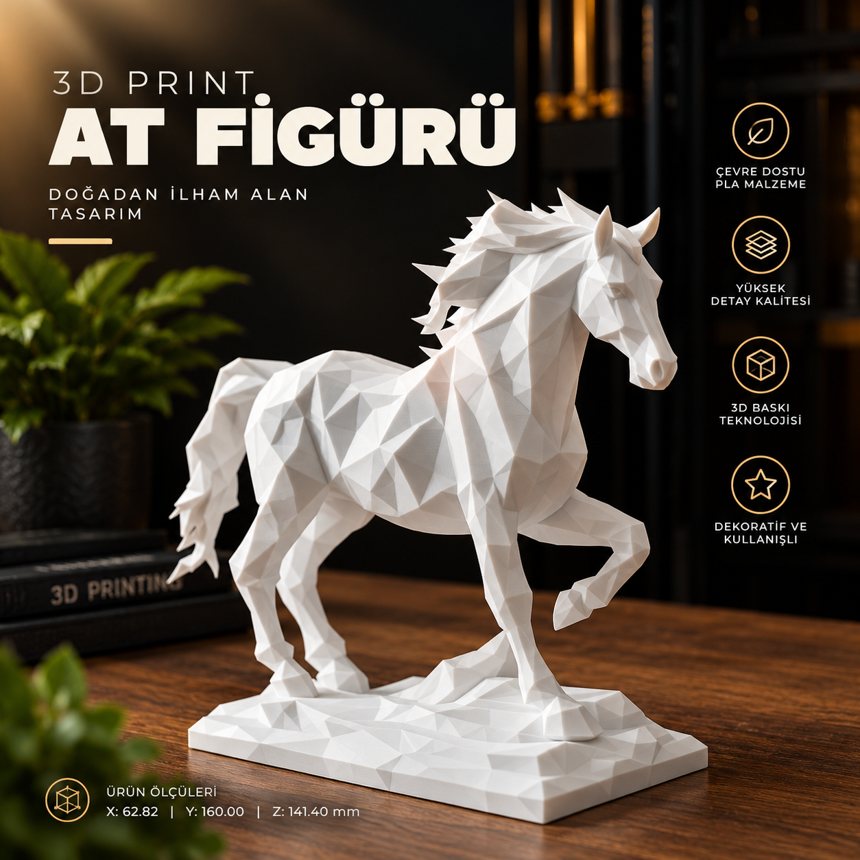 geometrik 3d baskı at figürü geometrik 3d baskı at figürü