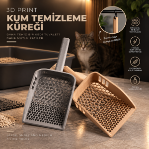 şık 3d baskı kedi kumu küreği