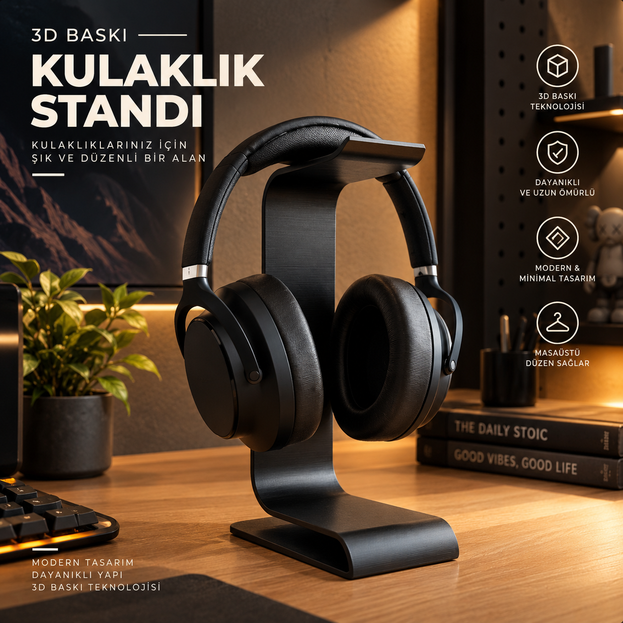 şık 3d baskı kulaklık standı şık 3d baskı kulaklık standı